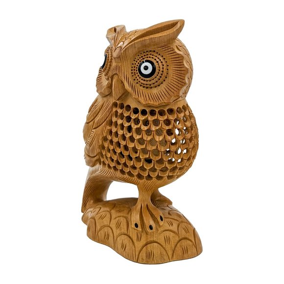 Wooden Handmade Carved Owl Statue (6inch) - Picture 2 of 4